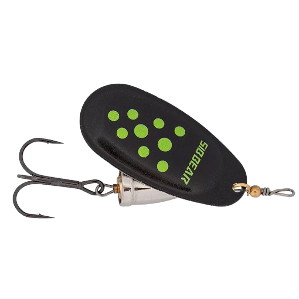 Блесна SIBBEAR вращающаяся Commeto №1 L  40 мм, W  4.0 гр, C  Black with Shartreuse Dots