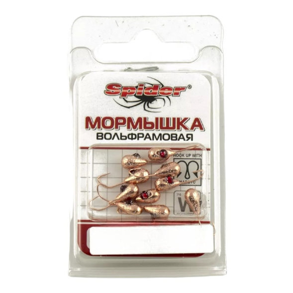 Мормышка вольфрамовая Spider 3740A Эребус с отверст. 4,0 мм 1,00 гр. Cu с камнем