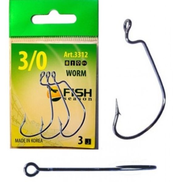 Крючок FISH SEASON FS Worm №1/0 4шт офсет. 3312-0051F