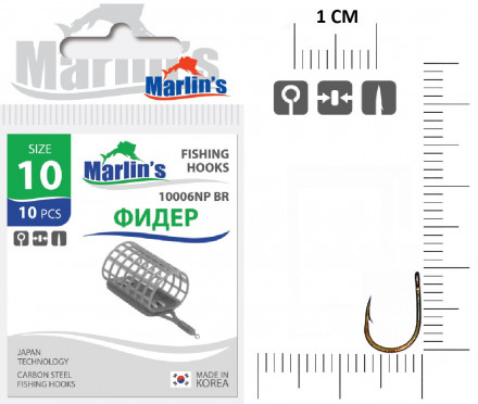 Крючок Marlin&#039;s Фидер 10006NP BR №10 10шт M10006NPBR-010