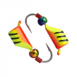 Мормышка вольфрамовая Condor Безмотылка Столбик шарик хамелеон d 4,0 мм, вес 1,32 гр, желтый с полосками красный 10 шт